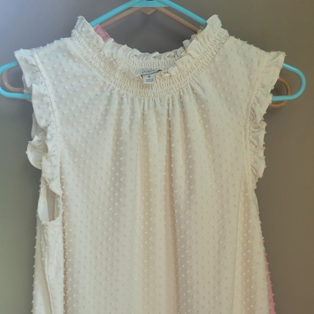 White Sleeveless Ruffle Top